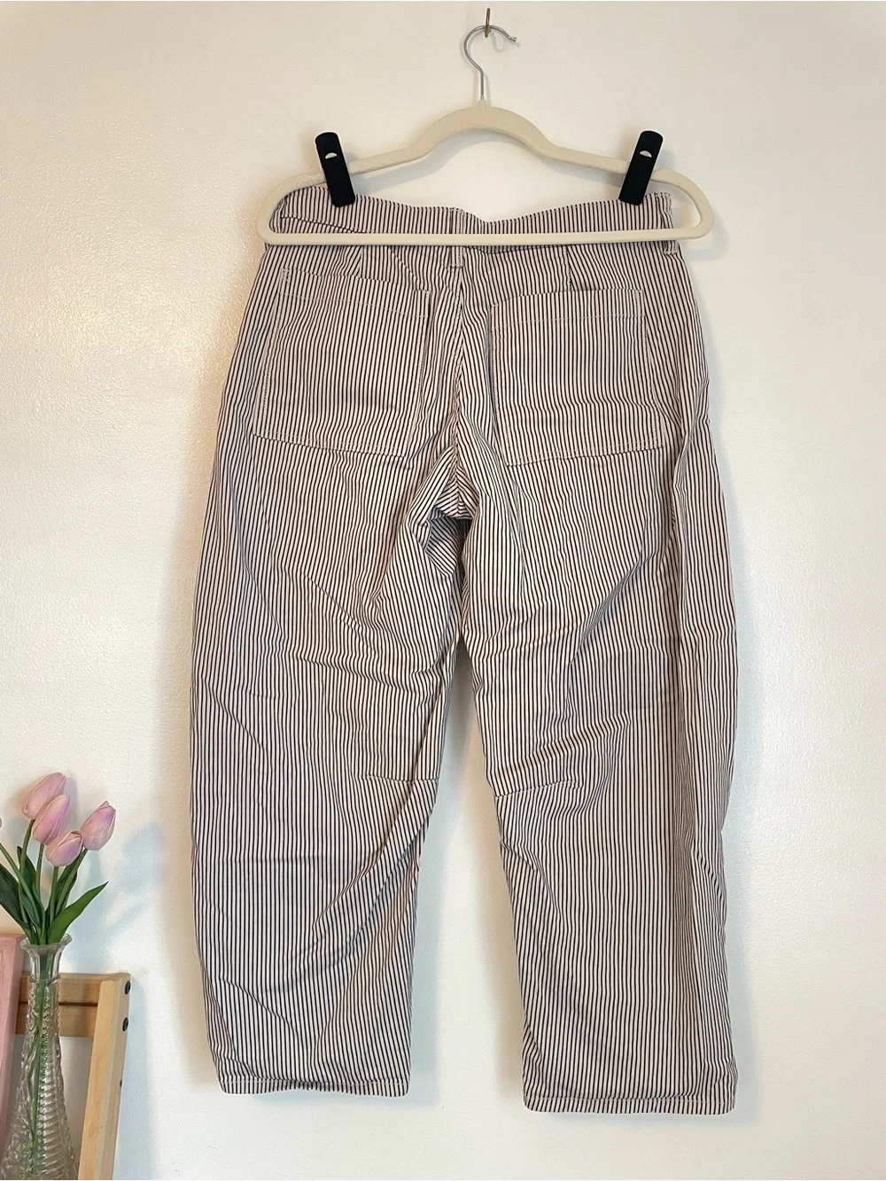 Vintage Railroad Stripe barrel Pants Women's Cropped 4 petite
